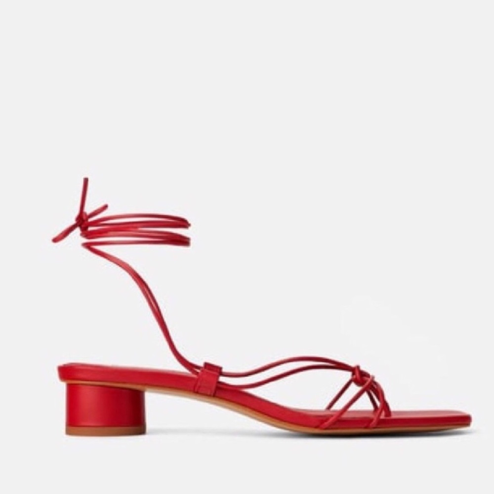 Zara Red Strappy Sandals